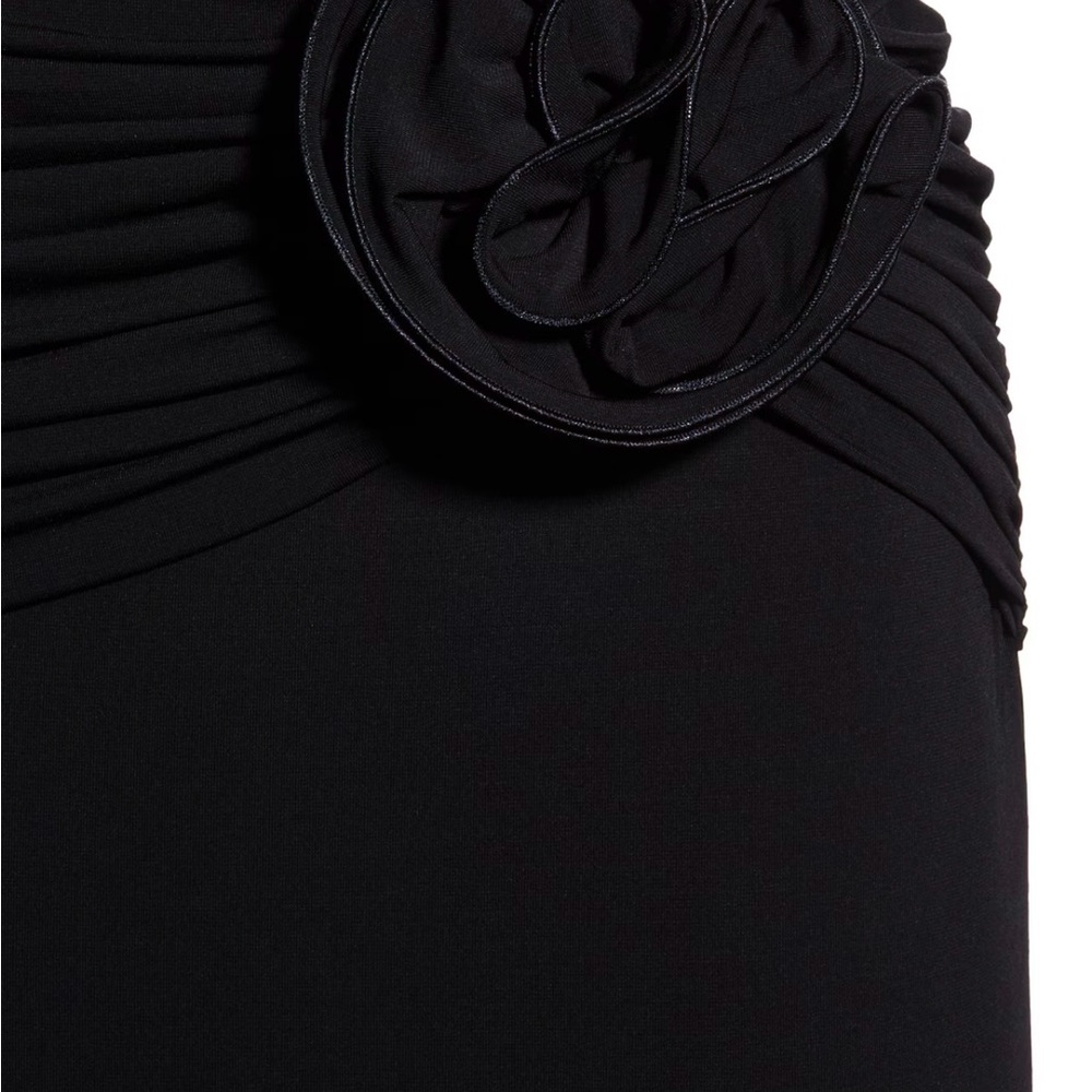 Magda Butrym H&M Black Ruched Pencil Skirt with Rose Applique
